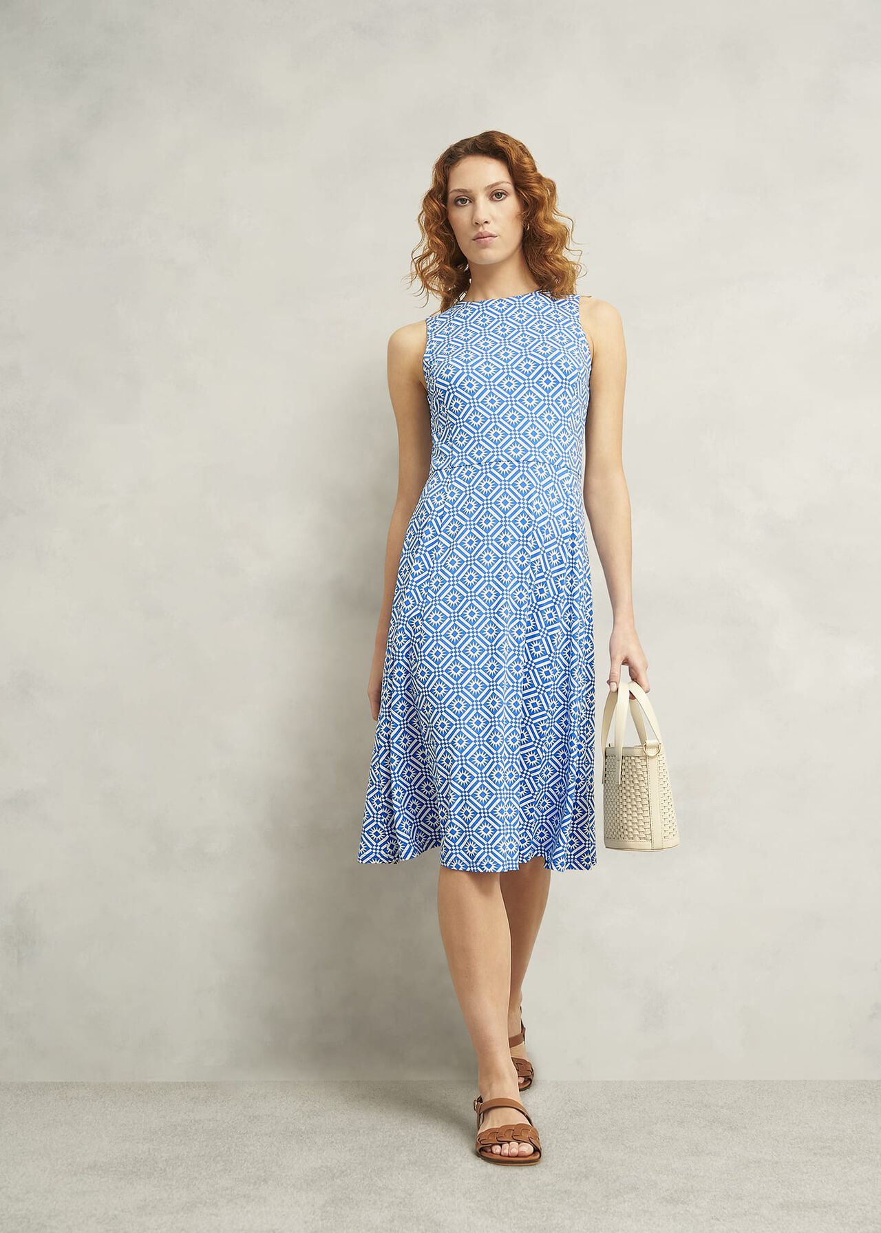 Lisa Jersey Dress, Blue Ivory, hi-res