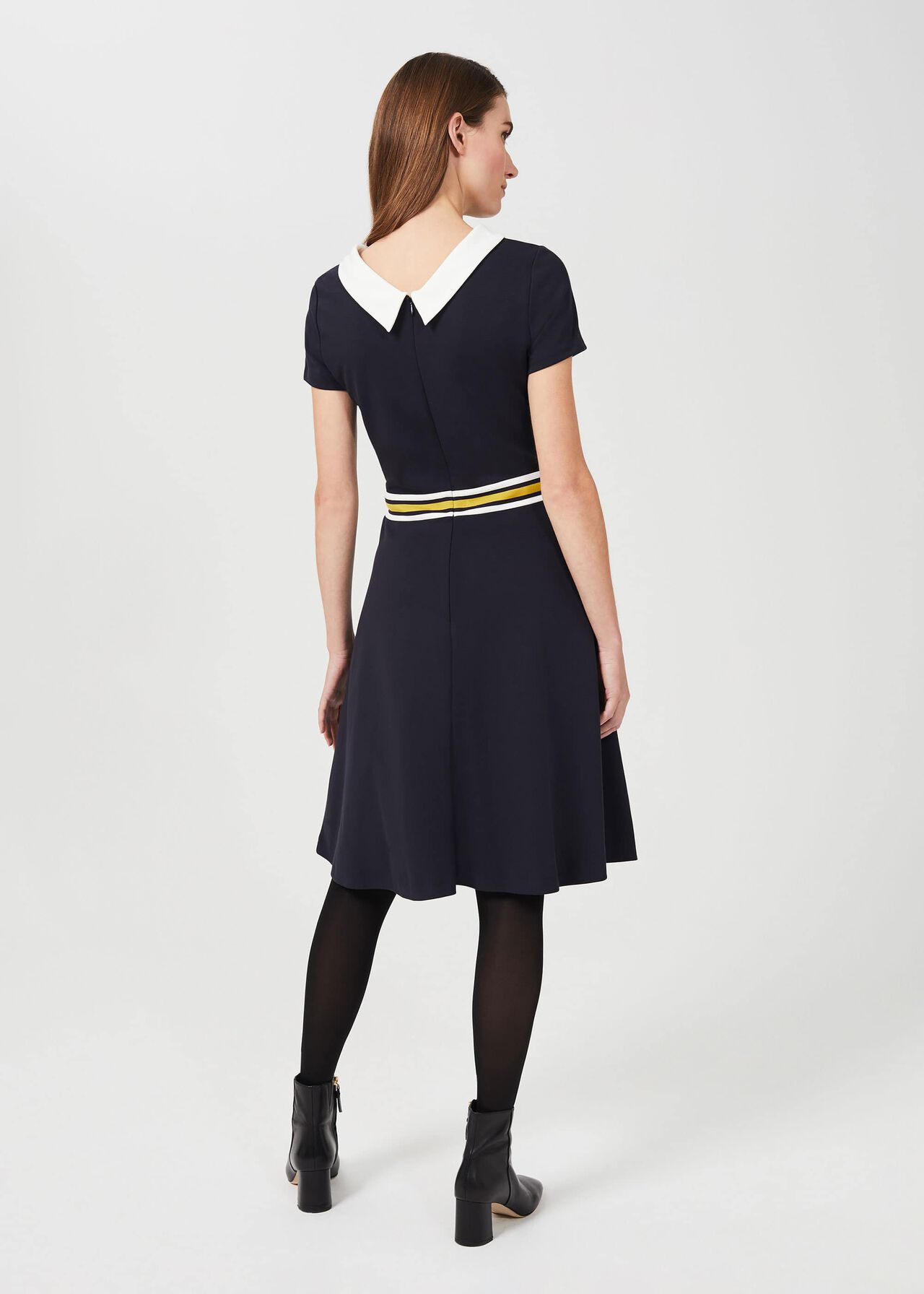 Betsy Jersey Fit And Flare Dress, Navy Ivory, hi-res