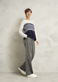 Lorrie Fairisle Jumper With Alpaca, Ivory Navy, hi-res