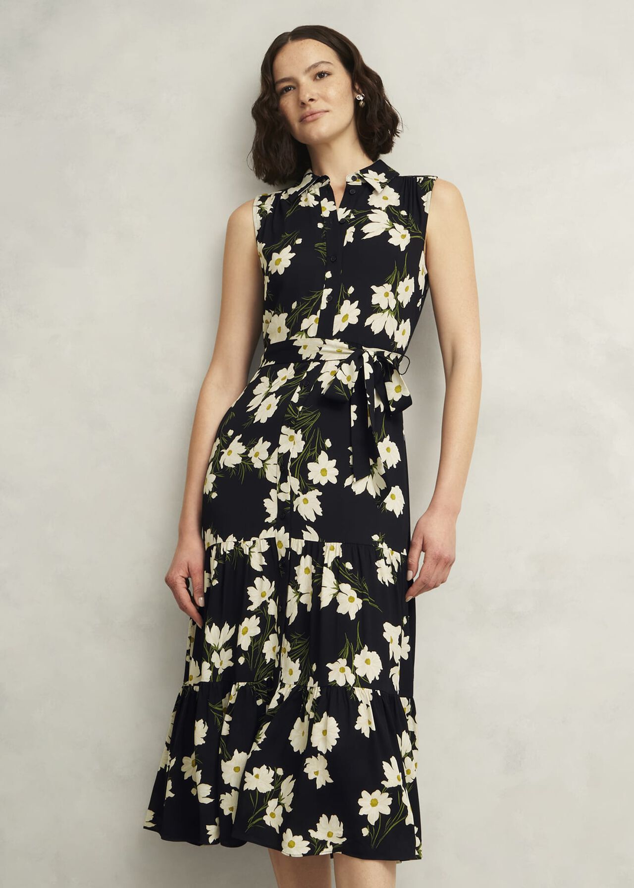 Petite Navy Floral Thea Midi Dress, Navy Multi, hi-res