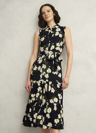 Petite Navy Floral Thea Midi Dress, Navy Multi, hi-res