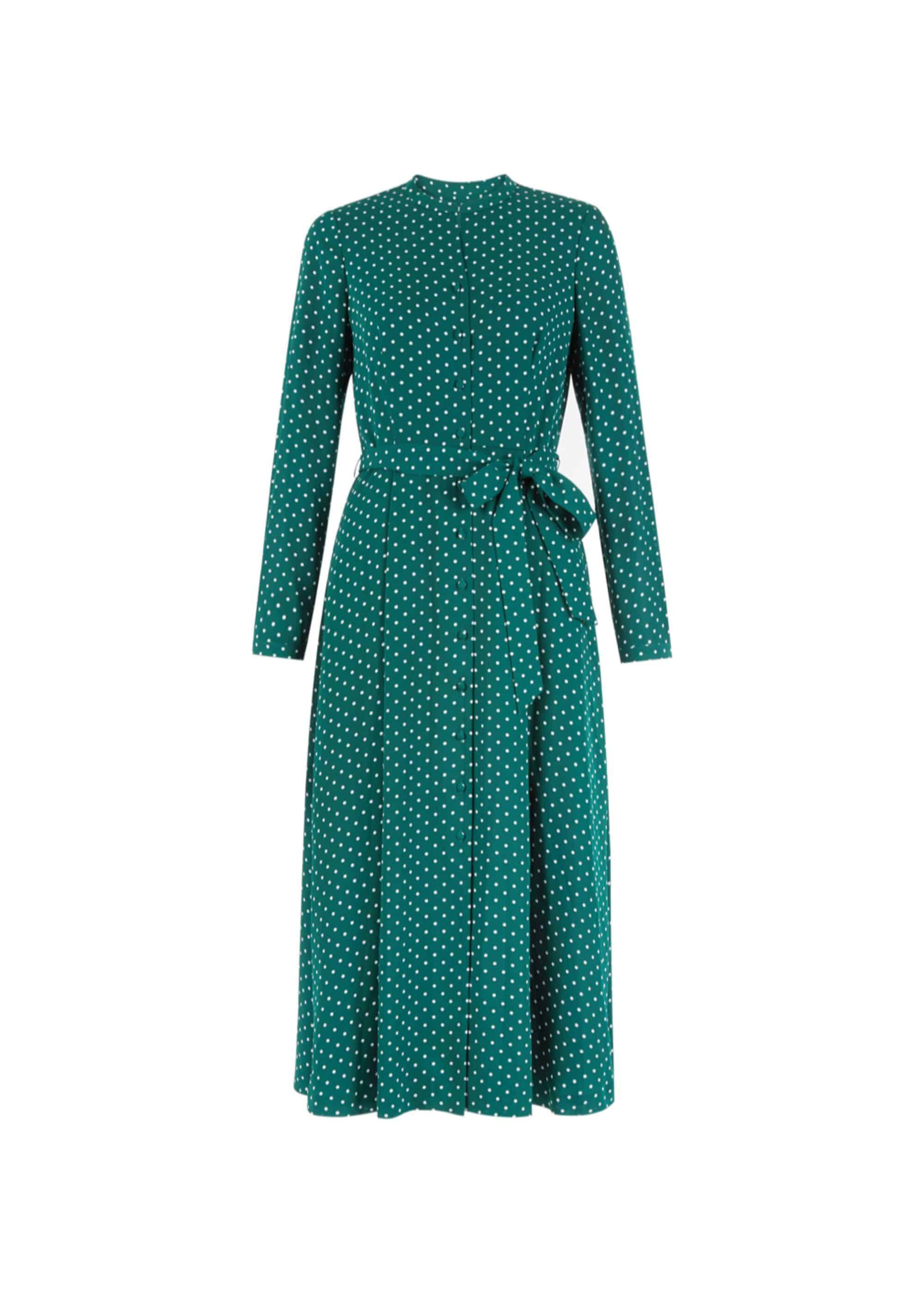 hobbs green polka dot dress