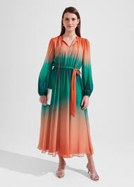 Adalyn Silk Dress, Green Warm Clay, hi-res