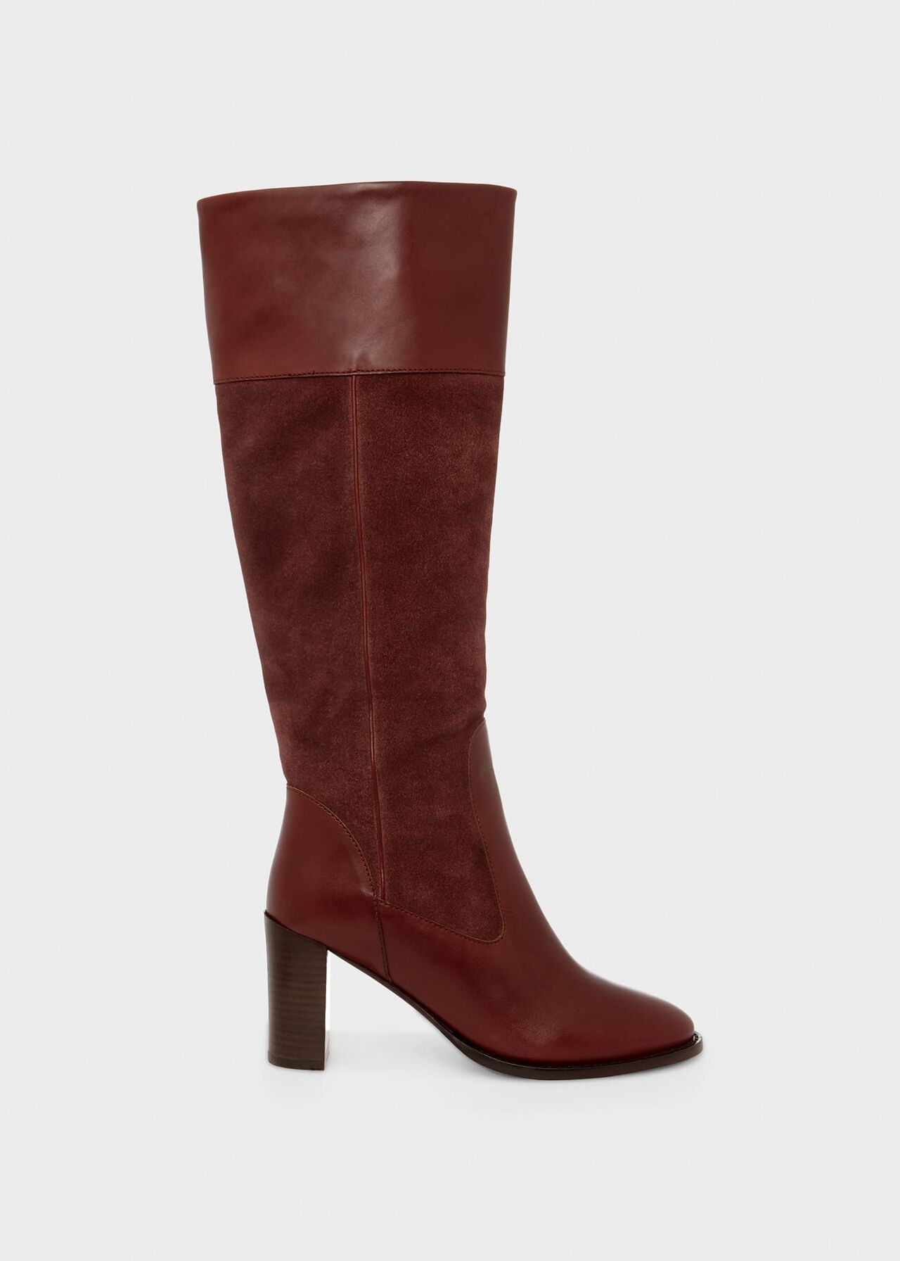 Stephanie Leather Knee Boots, Dark Brown, hi-res