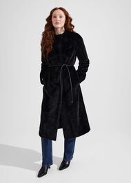 Robin Faux Fur Coat, Black, hi-res