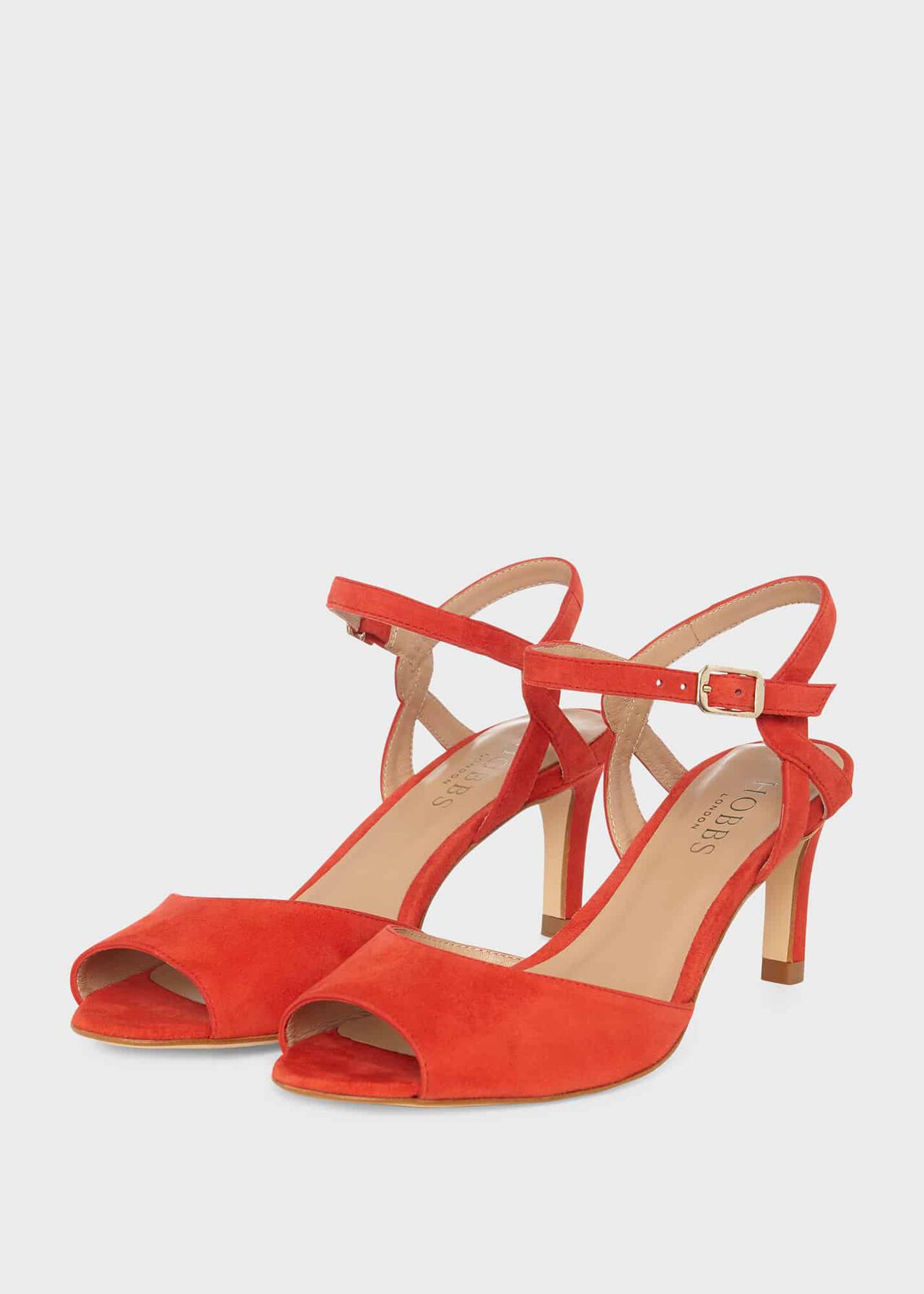 Leia Suede Heeled Sandals, Flame Red, hi-res