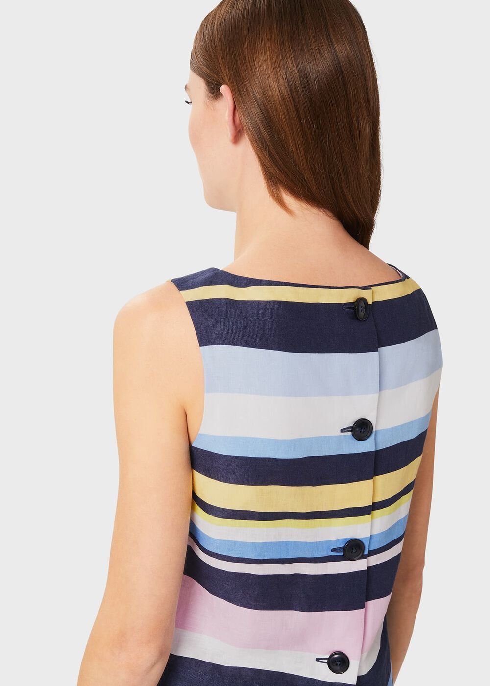Kinsley Linen Sleeveless Top, Navy Multi, hi-res