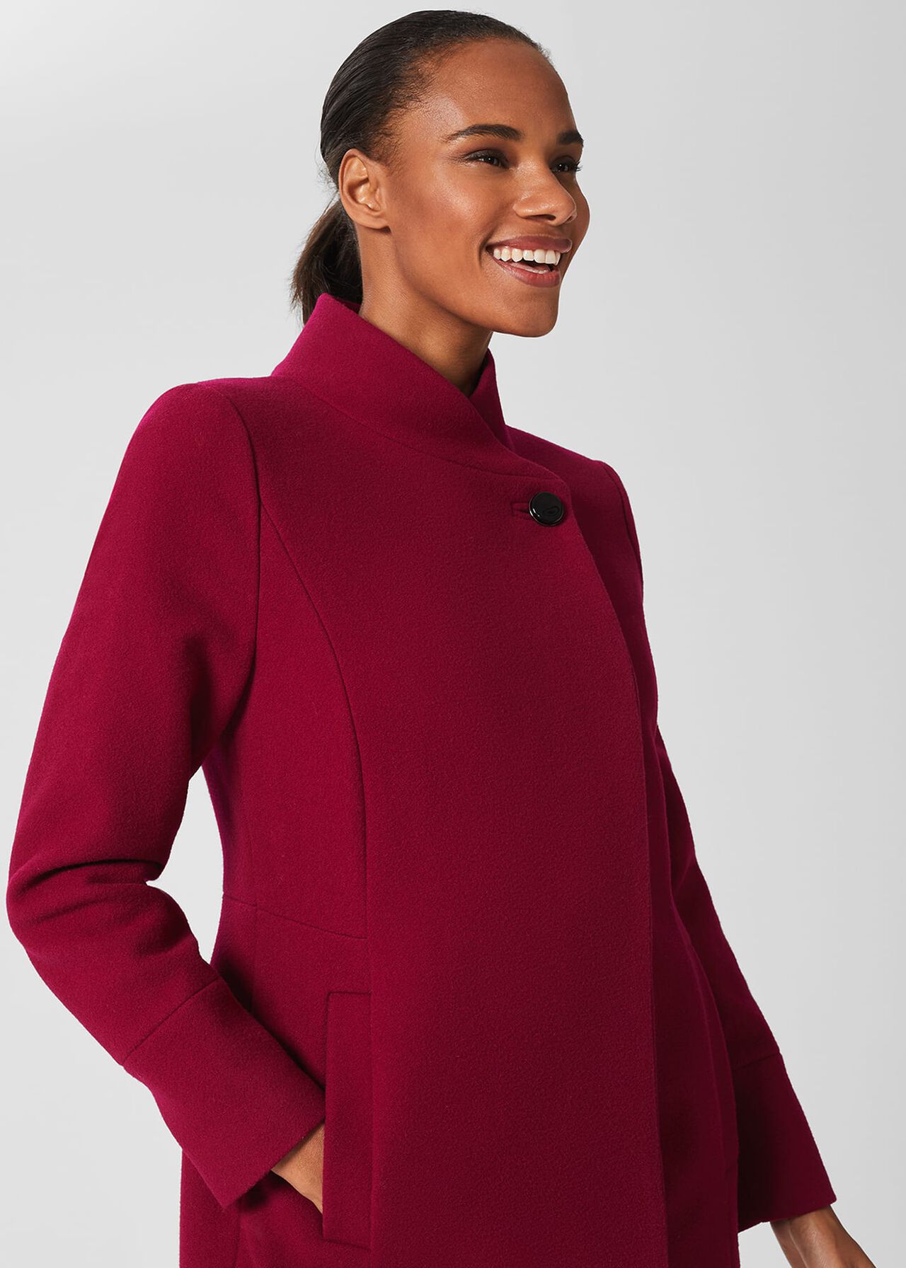 Maisie Wool Blend Coat, Dark Raspberry, hi-res