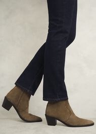 Frankie Suede Western Boots, Dark Tan, hi-res