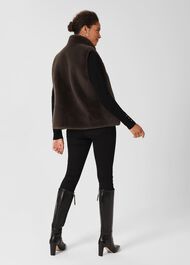 Verena Faux Fur Gilet, Charcoal Grey, hi-res