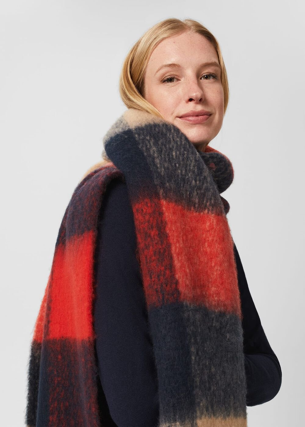 Polly Scarf, Navy, hi-res