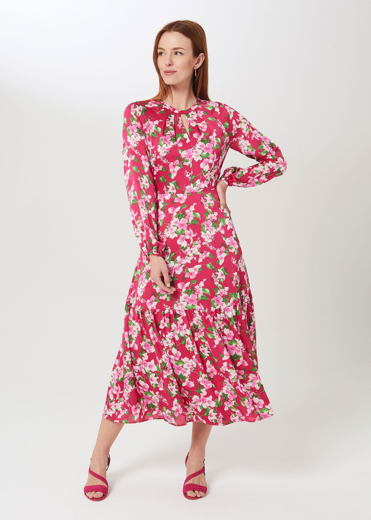 Marilyn Midi Dress, Fuchsia Multi, hi-res
