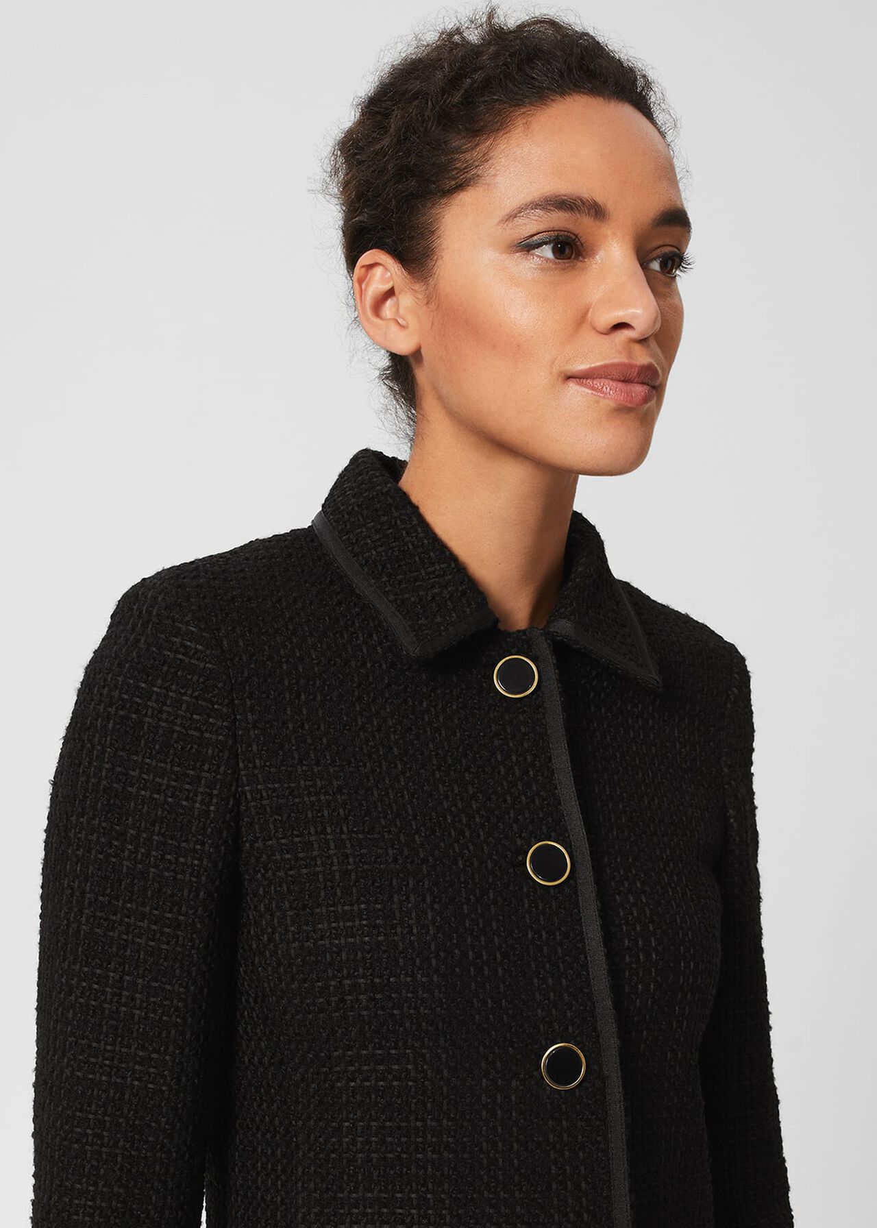 Elaine Tweed Coat, Black, hi-res