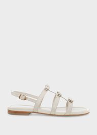 Holly Leather Bow Sandals, White, hi-res