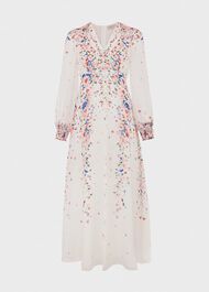 Asher Silk Midi Dress, Ivory Multi, hi-res