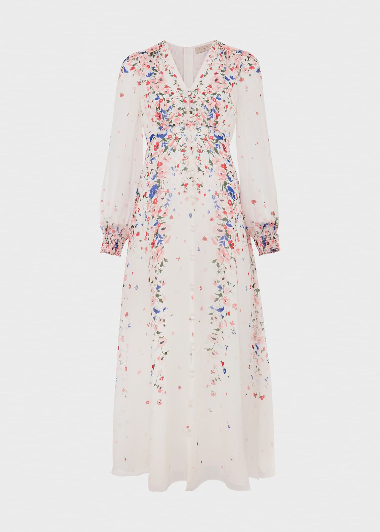 Asher Silk Midi Dress, Ivory Multi, hi-res