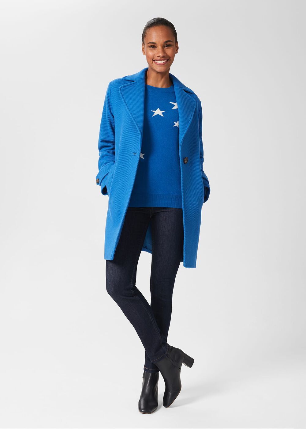 Carmina Wool Blend Coat, Vivid Blue, hi-res