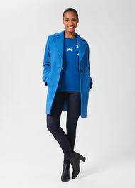 Carmina Wool Blend Coat, Vivid Blue, hi-res