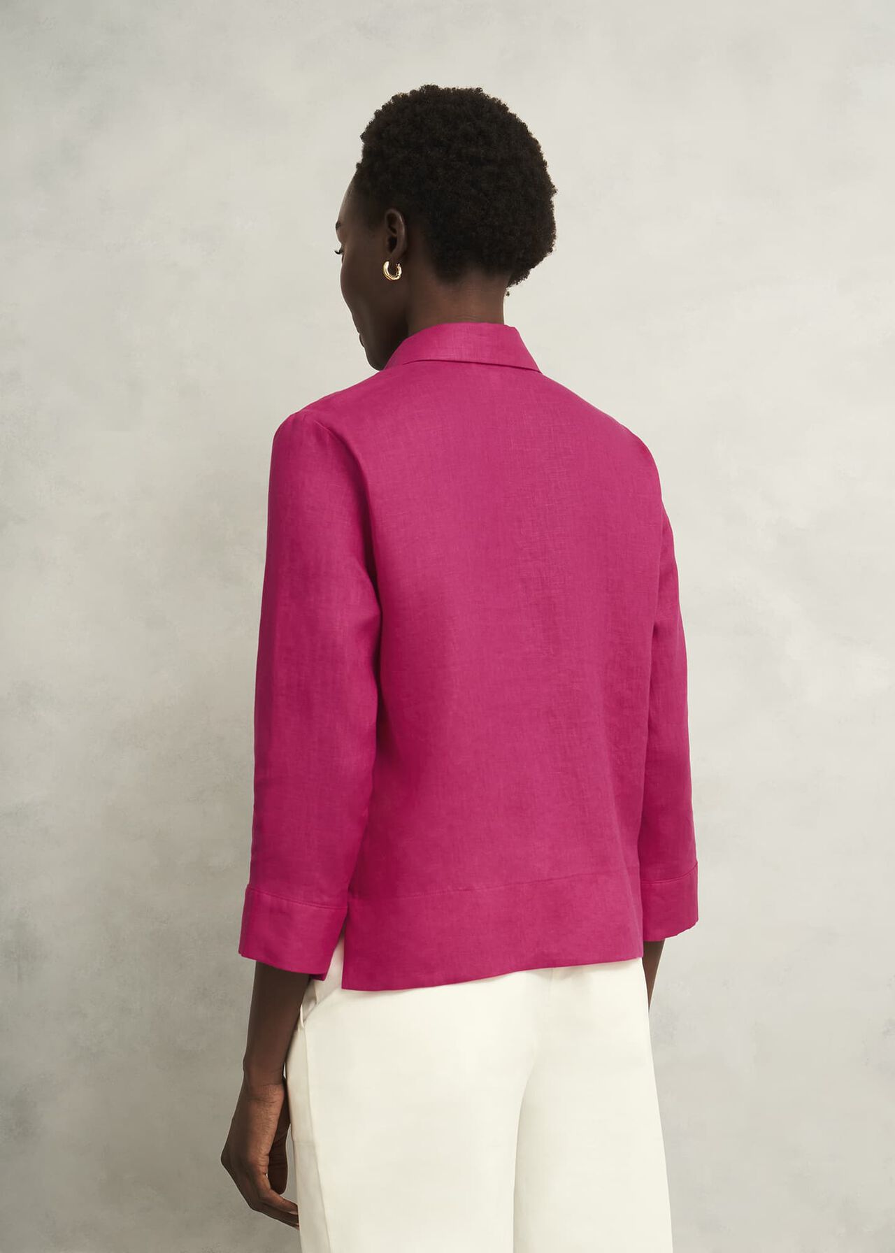 Nita Linen Shirt, Zinnia Pink, hi-res