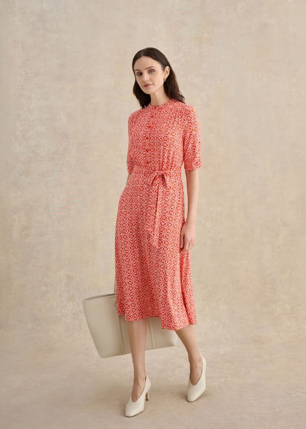 Petite Cathy Jersey Dress, Red Ivory, hi-res