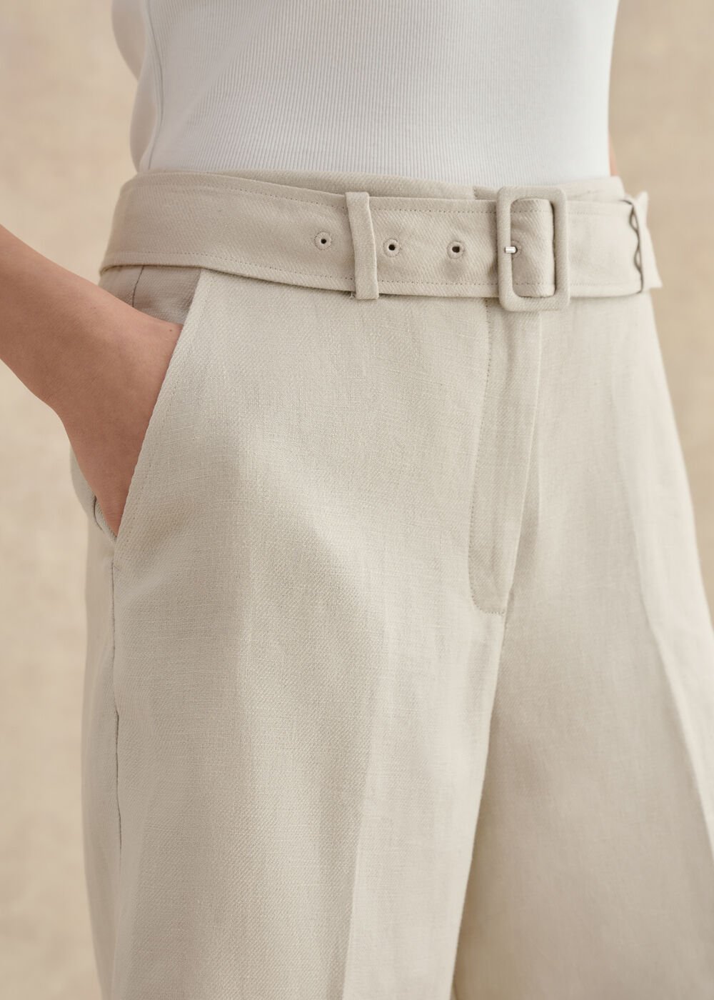 Iza Linen Shorts, Neutral, hi-res