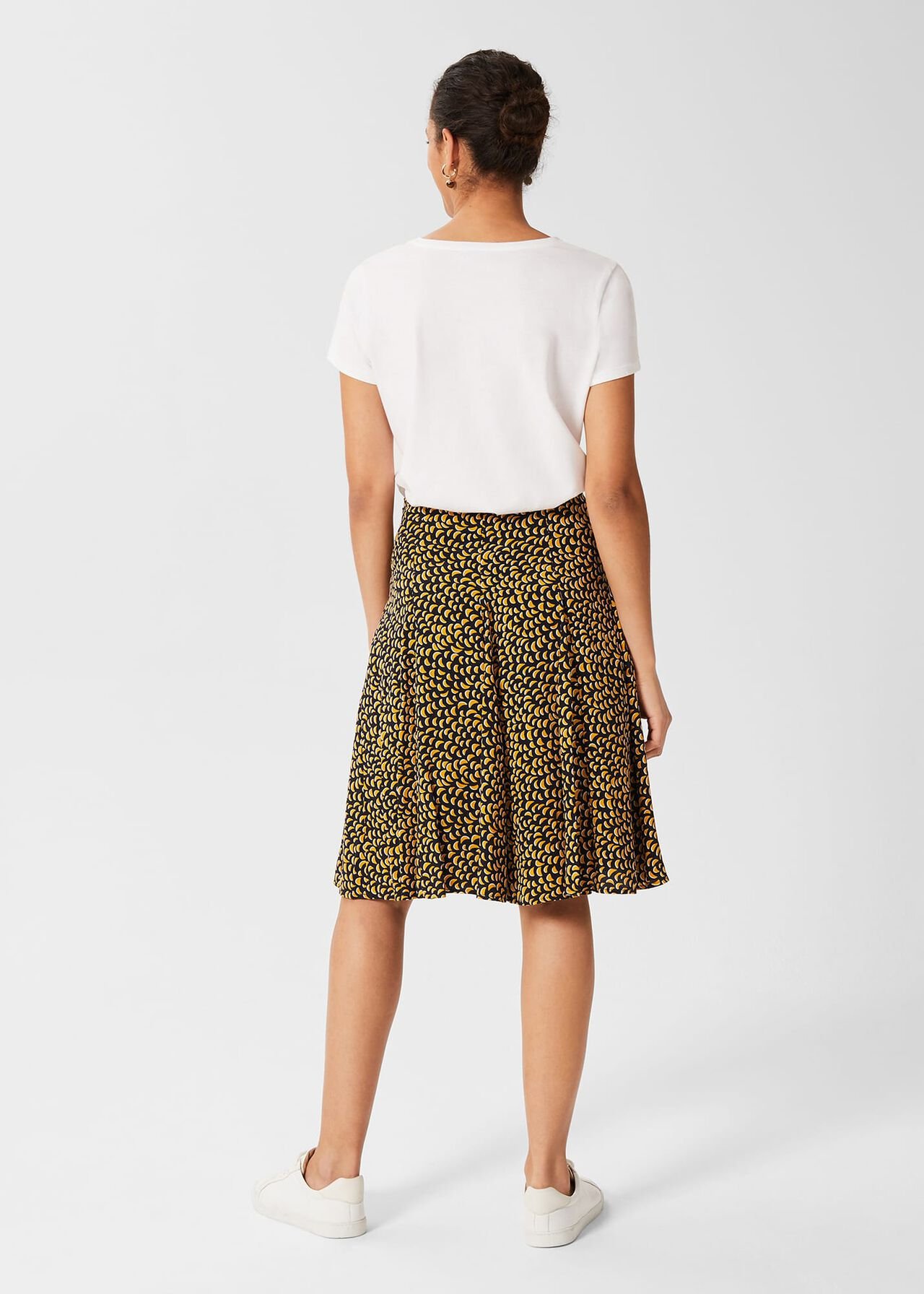 Inez Printed Skirt, Navy Ochre, hi-res