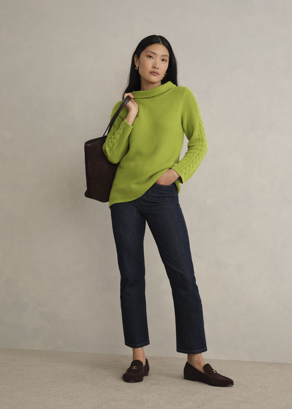 Camilla Cotton Jumper, Pear Green, hi-res