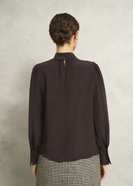 Debby Silk Blouse, Deep Brown, hi-res