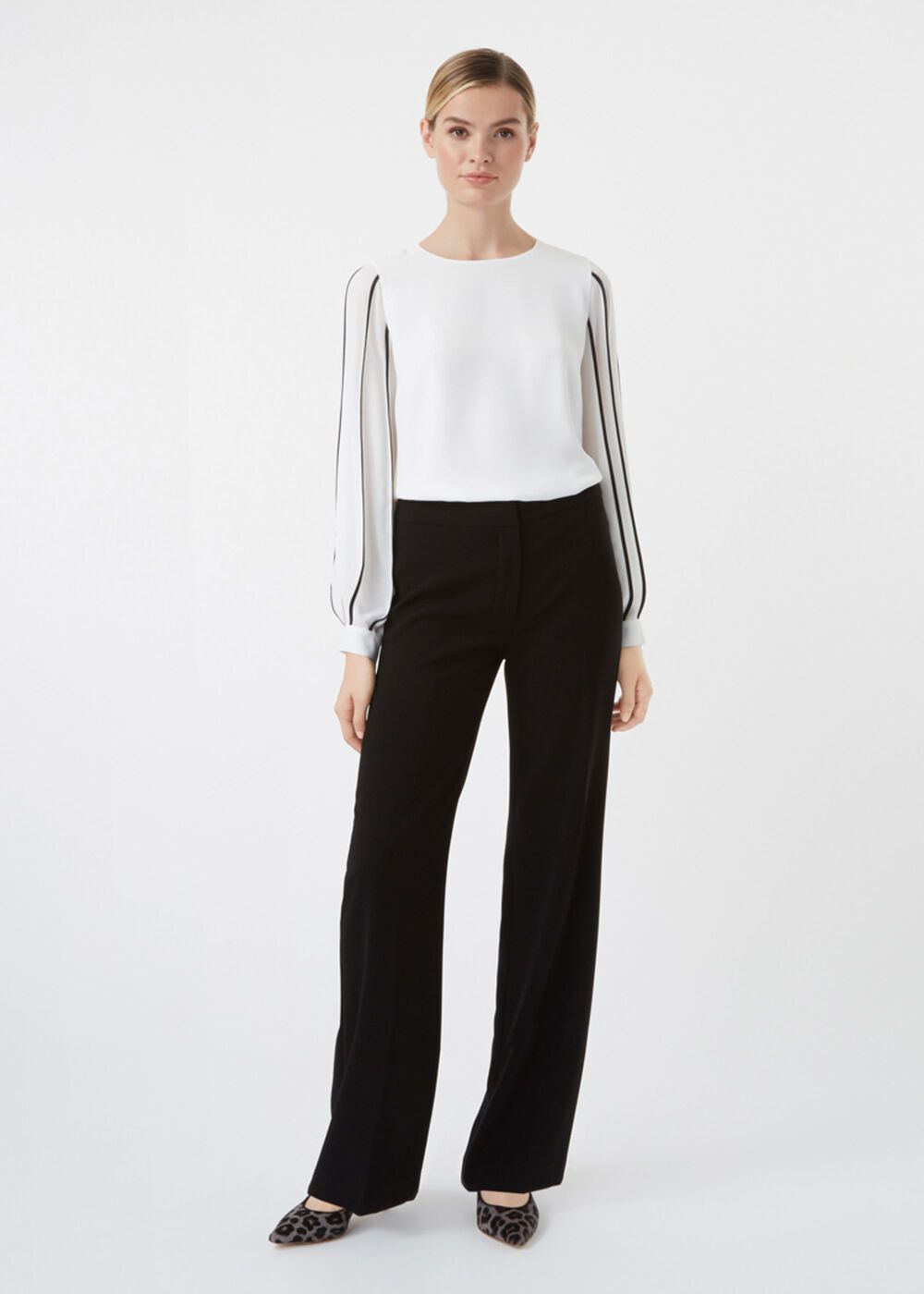 Aisha Blouse, Ivory Black, hi-res