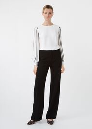Aisha Blouse, Ivory Black, hi-res