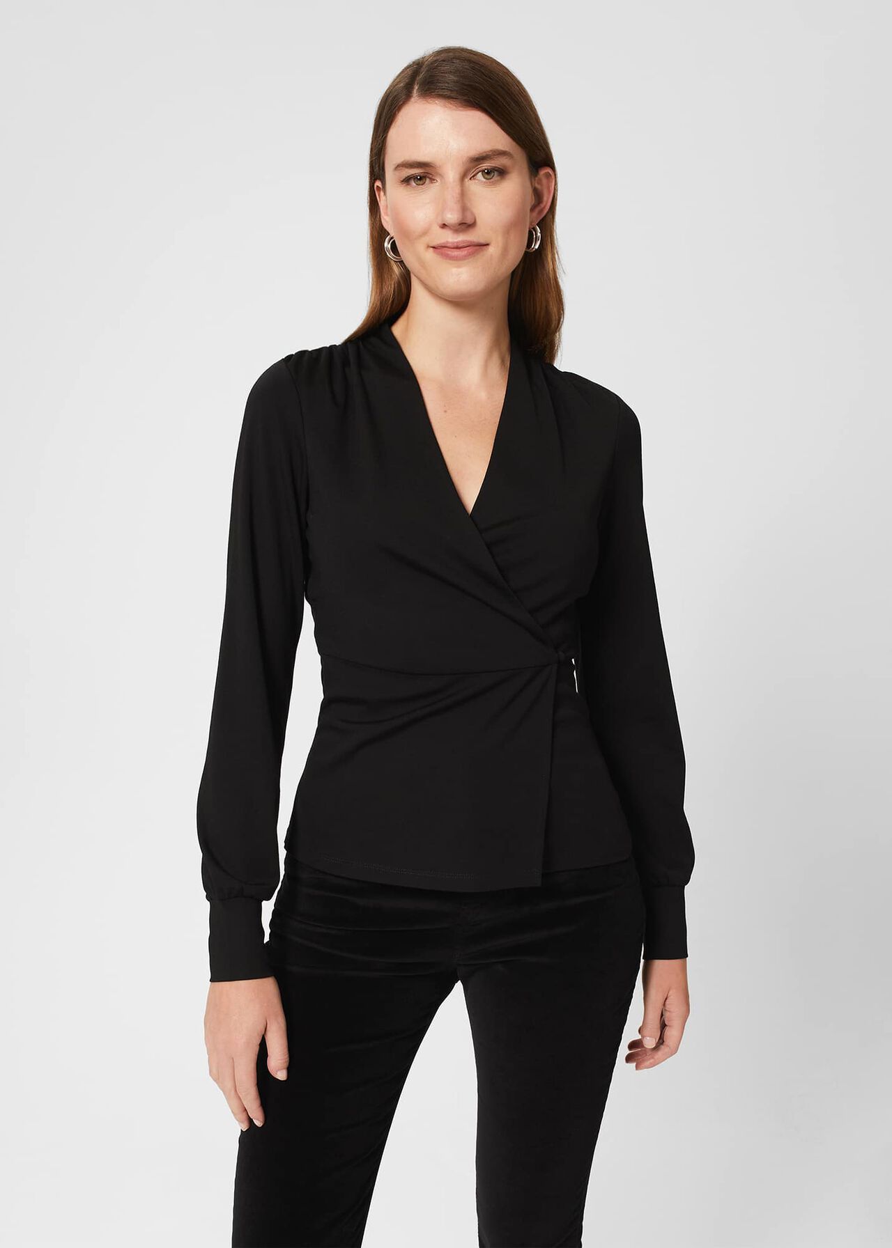 Ros Wrap Top, Black, hi-res