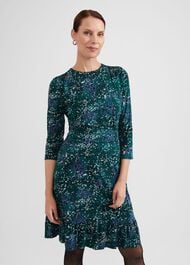 Ami Jersey Dress, Deep Teal Multi, hi-res
