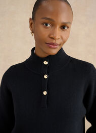 Adler Knitted Cotton Jumper, Hobbs Navy, hi-res