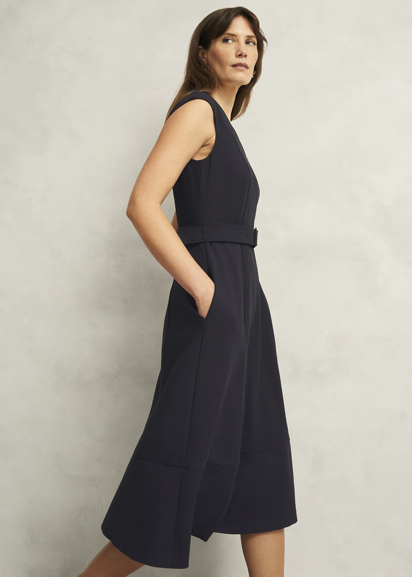 【Hobbs London】Carolyn◆ネイビー◆Vネック◆ミディアムドレス Carolyn Dress | Hobbs ROW |