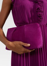 Clifton Suede Clutch Bag, Magenta Purple, hi-res
