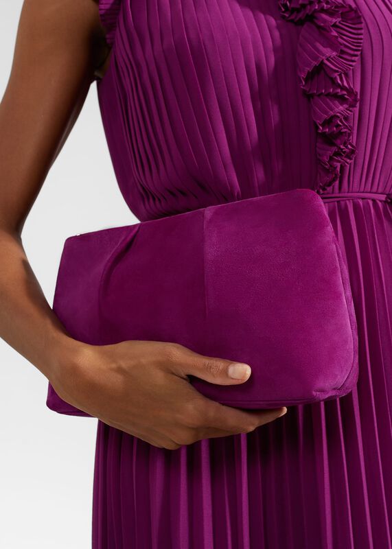 Clifton Suede Clutch Bag, Magenta Purple Clifton Suede Clutch Bag