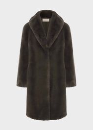 Gabby Faux Fur Coat , Dark Charcoal, hi-res
