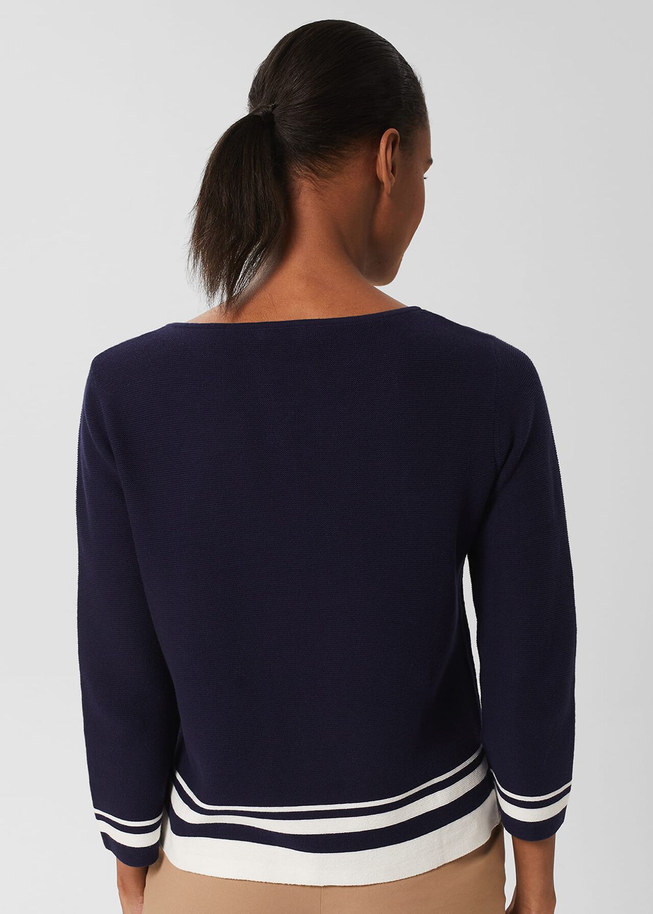 Nellie Cotton Stripe Jumper, True Navy White, hi-res