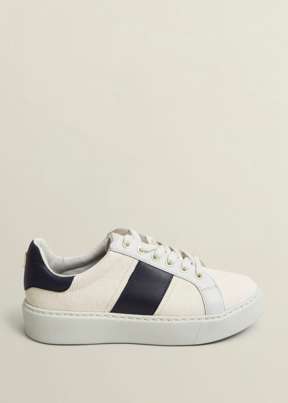 Sutton Canvas Leather Trainers, Natural Navy, hi-res
