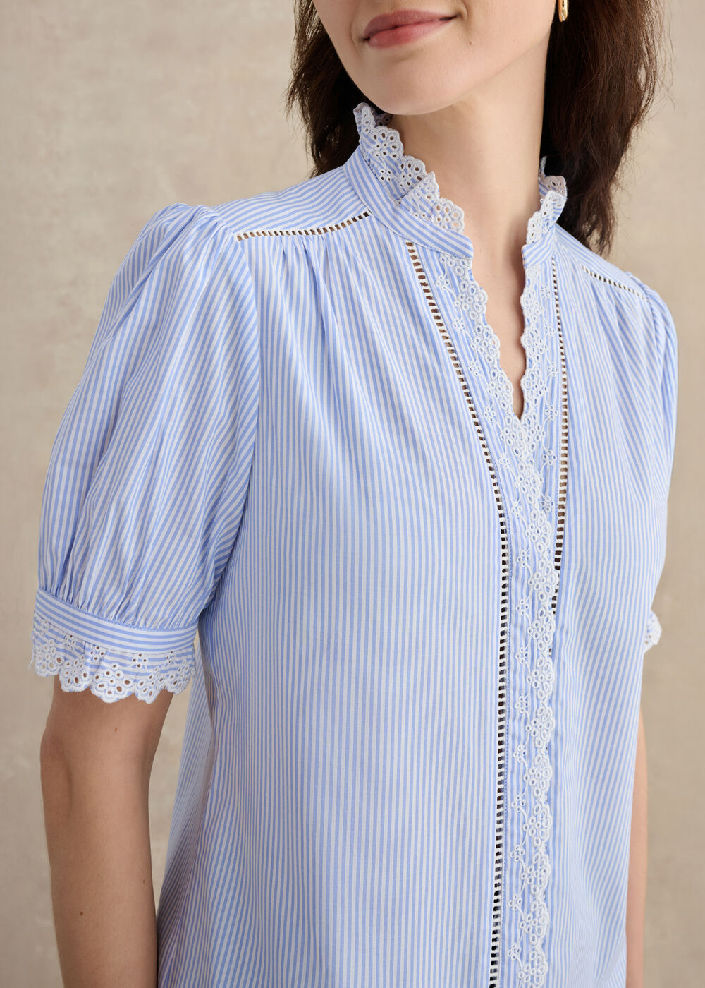 Naima Blouse, Blue Ivory, hi-res