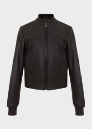 Lindley Leather Bomber Jacket, Black, hi-res