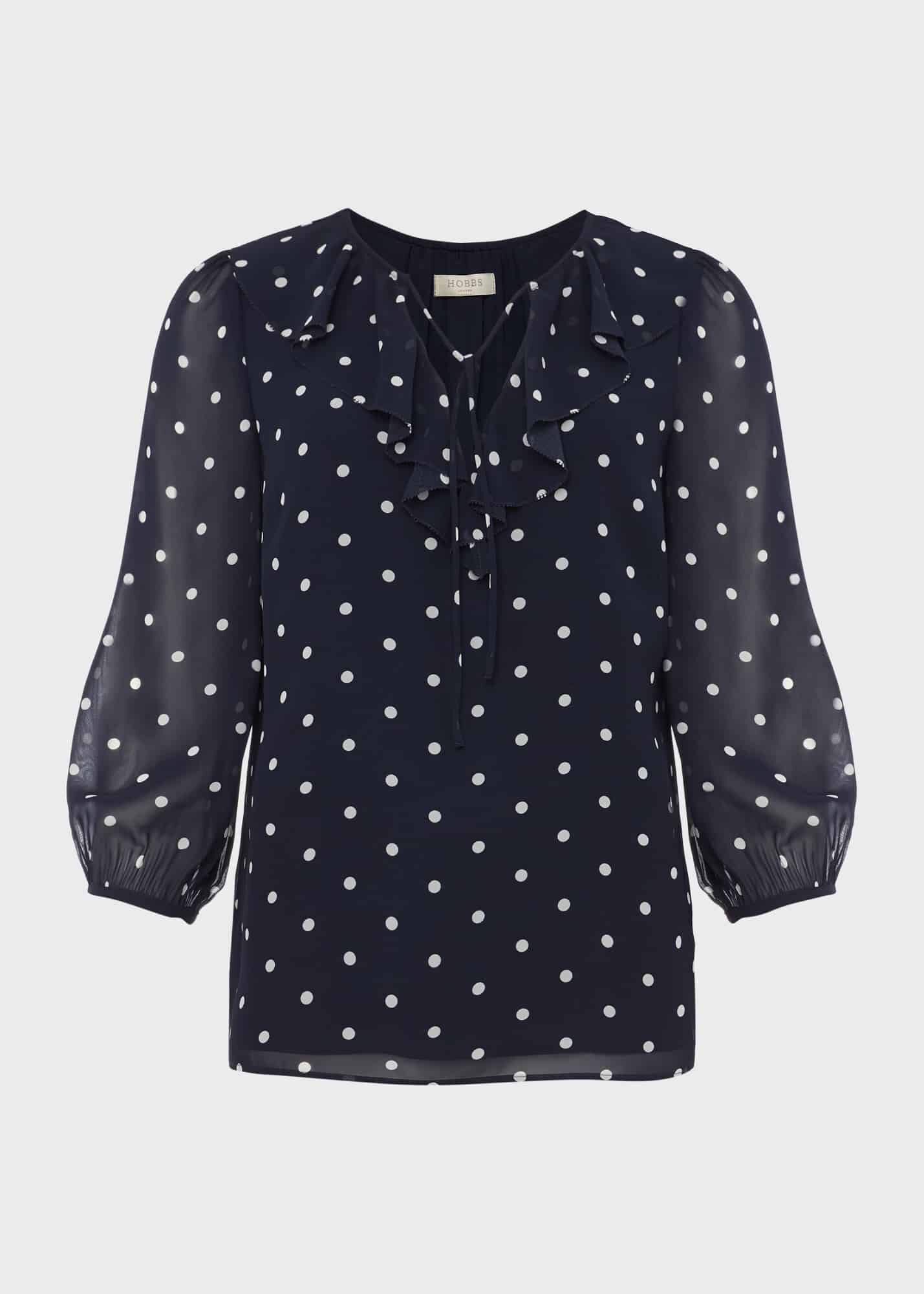 Navy clearance spot blouse