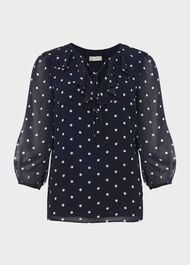 Demi Spot Blouse, Navy Ivory, hi-res