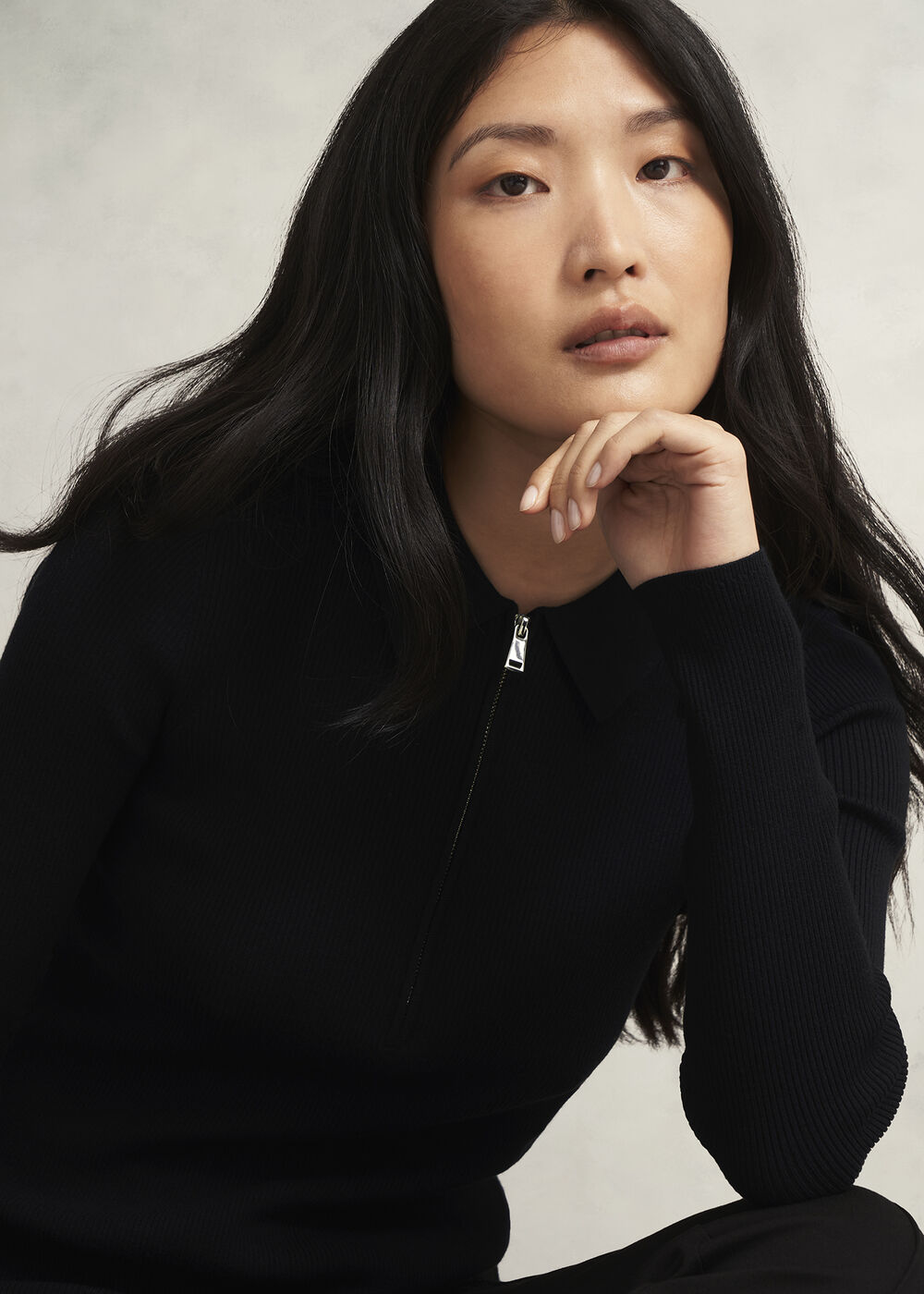 Darcie Knitted Shirt, Black, hi-res