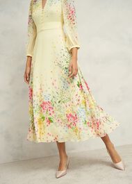 Emma Silk Dress, Yellow Multi, hi-res