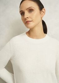 Ivory Jasmina Ribbed Crew Neck Sweater, Warm Ivory, hi-res