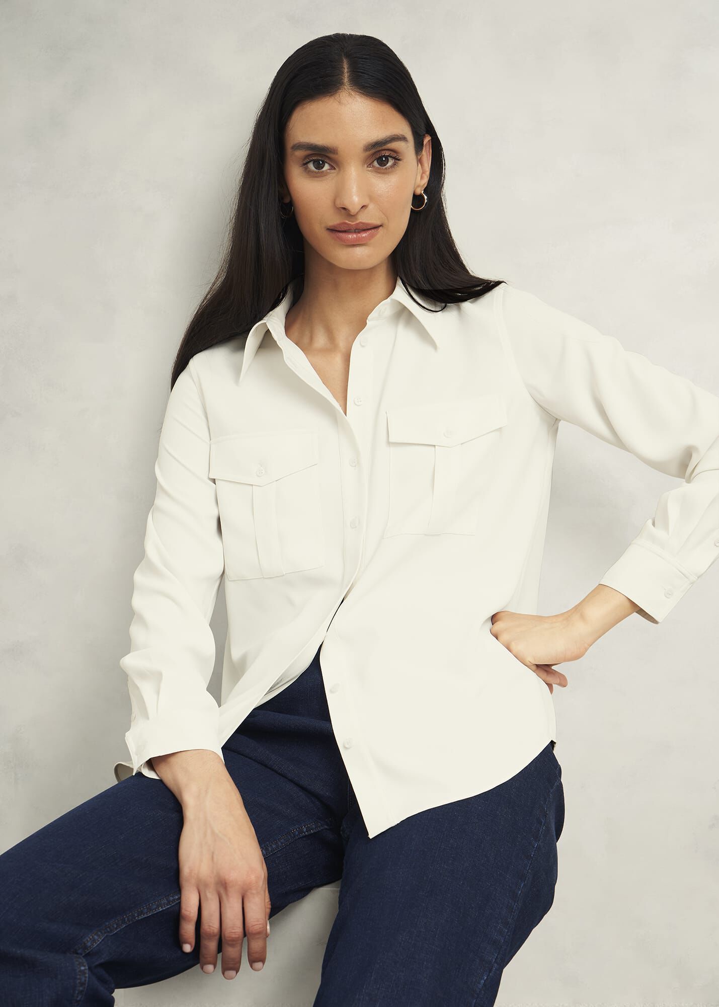 Ivory Nina Satin Blouse | Hobbs UK |