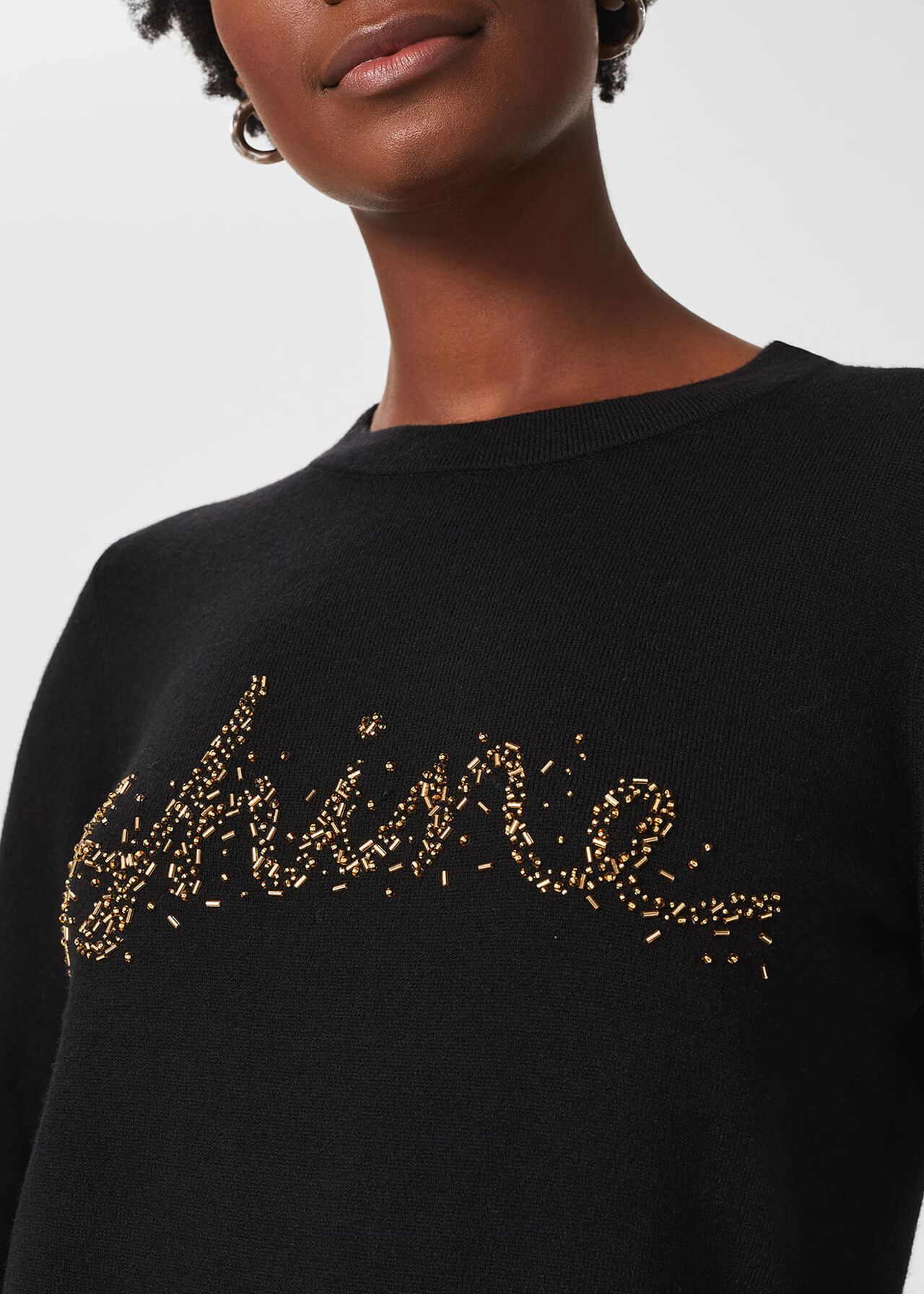 Cianna Shine Sweater With Wool, Black Gold, hi-res