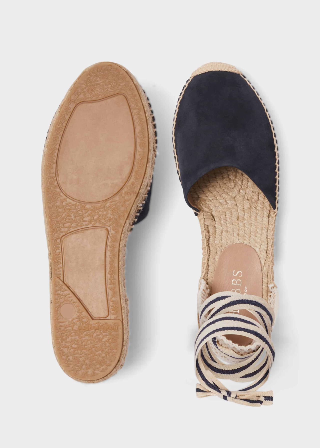 Louisa Suede Flat Espadrilles, Navy, hi-res