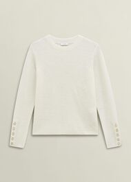 Ivory Jasmina Ribbed Crew Neck Sweater, Warm Ivory, hi-res